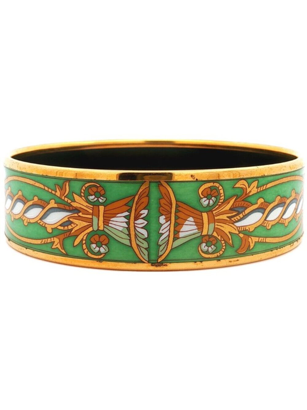 Hermes Cloisonne Emmayu Costume Bangle Alloy Gold Bracelet